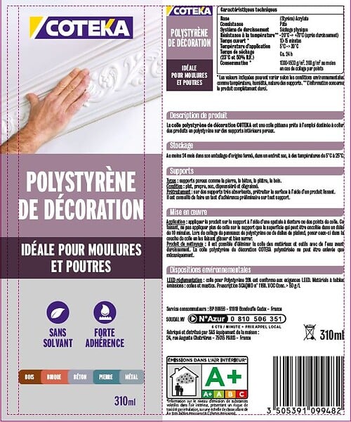 COTEKA - Colle polystyrene deco 310ml - large