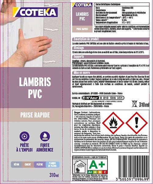 COTEKA - Colle lambris pvc 310ml - large