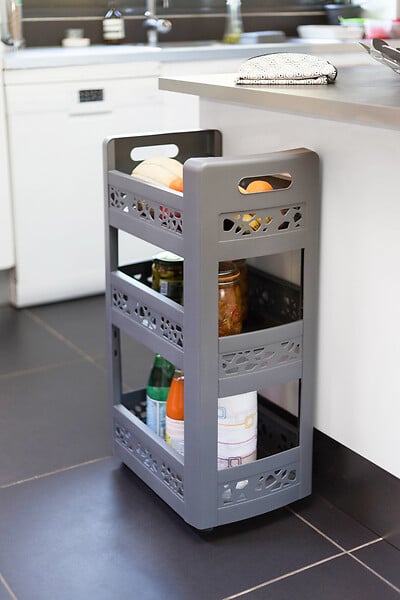 EDA - Resserre Mobilo à roulettes de 45 cm gris galet - large