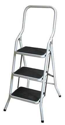 Escabeau aluminium 3 marches - Gris et noir - 150kg - large