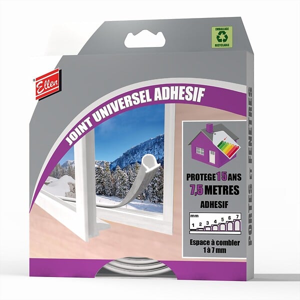 ELLEN - Joint de rénovation silicone ELLEN Blanc - 7,50m - large
