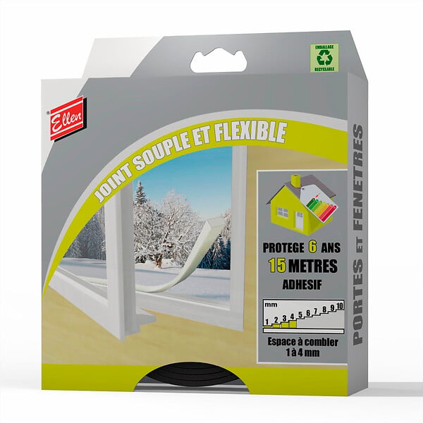 ELLEN - Joint de rénovation mousse PVC Ellen noir 15m - large
