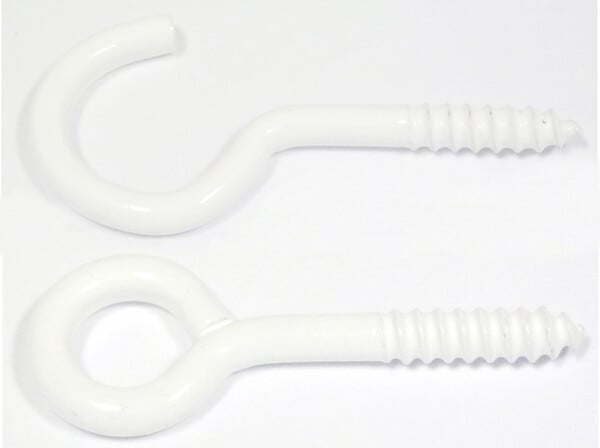 COTEKA - 8 pitons vis + crochets plastique blanc - large