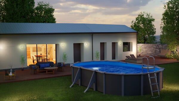GRE - Piscine ovale - Acier  - Gris anthracite- 5,27x3,27xH1,32m - large