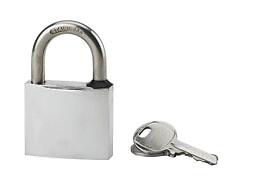 COTEKA - Cadenas laiton 45mm nickel satin anse inox 2 clés - large