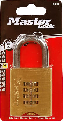 MASTER LOCK - Cadenas à combinaison programmable laiton massif 50mm anse d.10xh.32mm - large