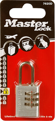 MASTER LOCK - Cadenas à combinaison programmable chrome 20mm anse d.3xh.21mm - large