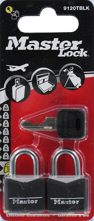 MASTER LOCK - Cadenas à clé aluminium noir 20mm anse d.3xh.11mm 3 goupilles - large