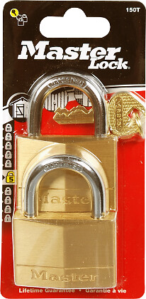MASTER LOCK - Lot de 2 cadenas à clé laiton massif 50mm anse d.7xh.25mm 5 goupilles - large