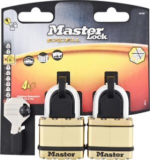 MASTER LOCK - 2 cadenas à clé en acier laminé 45mm anse octogonale d.8xh.24mm - large