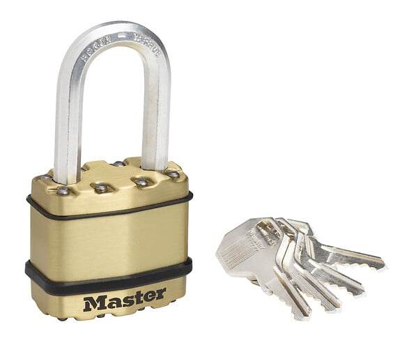 MASTER LOCK - Cadenas à clé acier laminé finition laiton 45mm anse octo d.8xh.38mm - large
