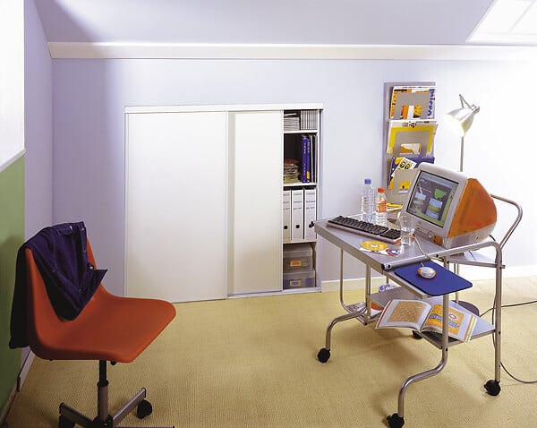 OPTIMUM - Kit deux portes de placard sous combles - Acier - Blanc - 120x120cm - large