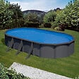 GRE - Piscine ovale acier 7,44m x 3,99m x H.1,32m  - gris anthracite - vignette