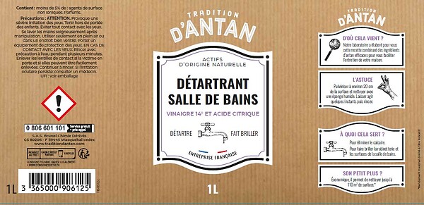 TRADITION - Détartrant salle de bains - 1L - Anti-calcaire - large