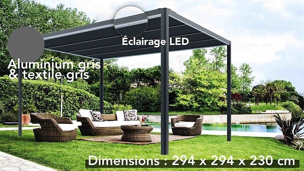 CHALET & JARDIN - Store de terrasse motorisé aluminium - 3x3m - large