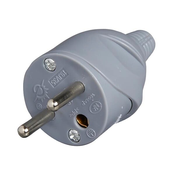 ZENITECH - Fiche électrique mâle 2P+T - Gris - 16A - large