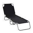OUTSUNNY - Bain de soleil transat pliable dossier réglable multipositions métal et polyester noir - vignette
