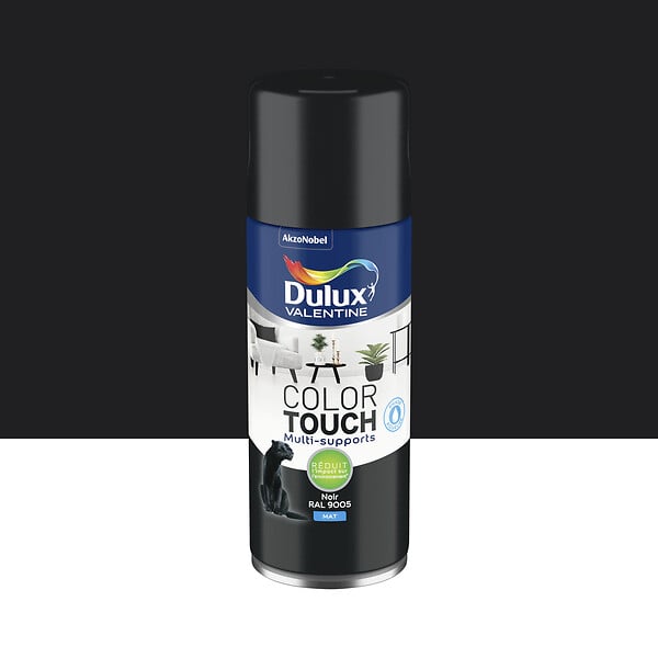 DULUX VALENTINE - Bombe de peinture Color Touch - Noir Mat 400ml - large
