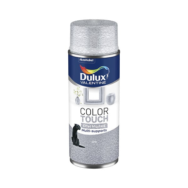 DULUX VALENTINE - Aérosol Dulux Valentine Color Touch Effet Martelé Gris Alu 400 ML - large