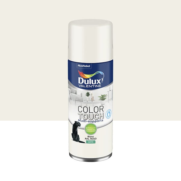 DULUX VALENTINE - Peinture en aérosol Color Touch Satin - Blanc - 400ml - large