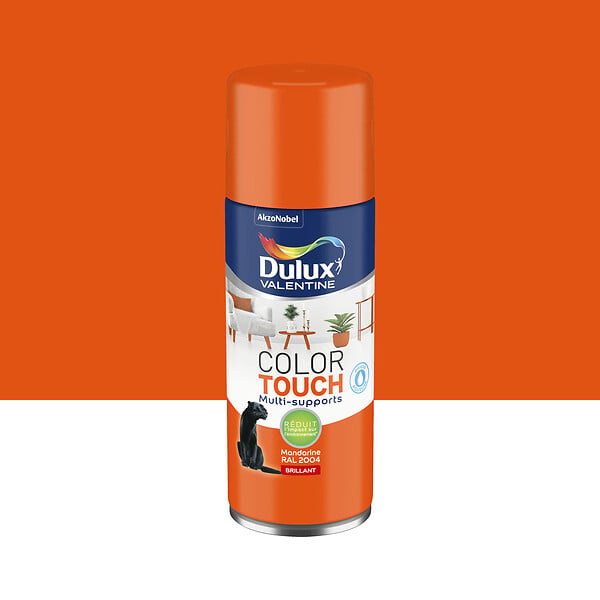 DULUX VALENTINE - Bombe de peinture Color Touch - Mandarine - Brillant - 400ml - large