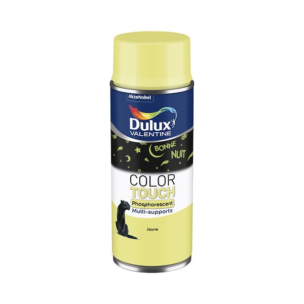 DULUX VALENTINE - Bombe de peinture Color Touch - Phosphorescent - Jaune Fluo - 400ml - large