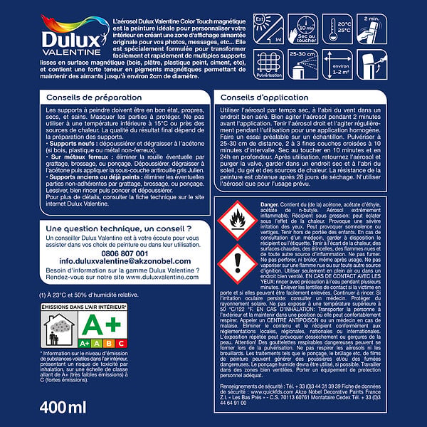 DULUX VALENTINE - Aérosol peinture magnétique Color Touch 400ml - large