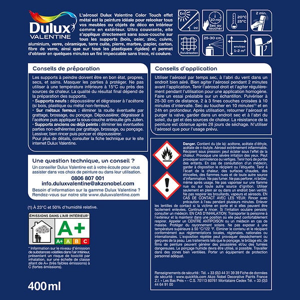 DULUX VALENTINE - Peinture effet métal en aérosol - Noir - 400ml - large