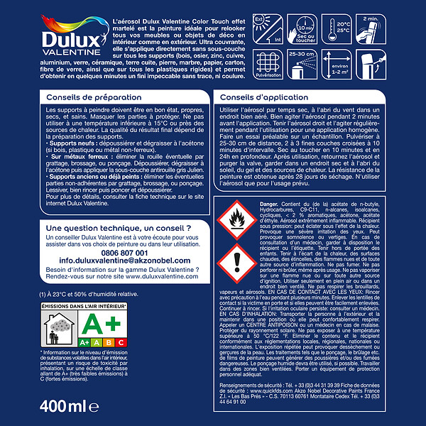 DULUX VALENTINE - Aérosol multi-supports effet martelé - Noir - 400ml - large