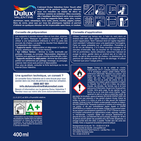 DULUX VALENTINE - Aérosol Dulux Valentine Color Touch Effet Martelé Marron 400 ML - large