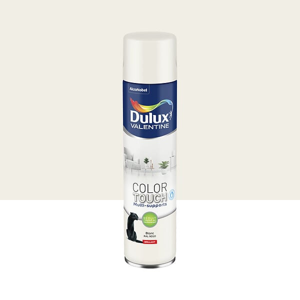 DULUX VALENTINE - Bombe de peinture Color Touch - Brillant Blanc - 600ml - large
