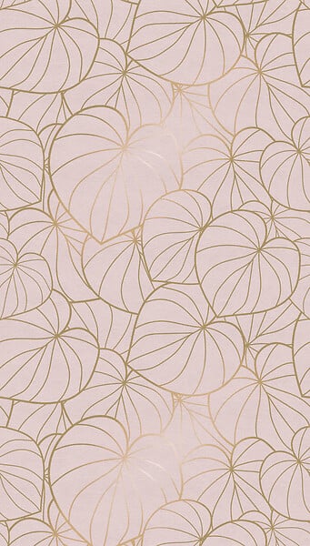 AS CREATION - Papier peint panoramique feuilles dorées - Rose - 159x280cm - large