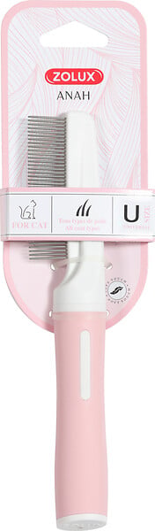 ZOLUX - Peigne fin pour chat Anah - Dents en acier inoxydable - Rose - large